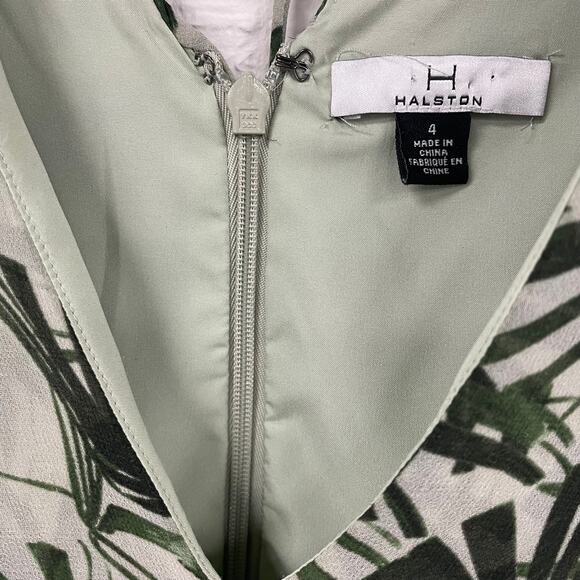 H by Halston Green Palm Tree Print Batwing Sleeve V Neck Shift Dress Womens 4 - Picture 5 of 7